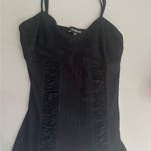 Bebe Black Ruched Fitted Camisole